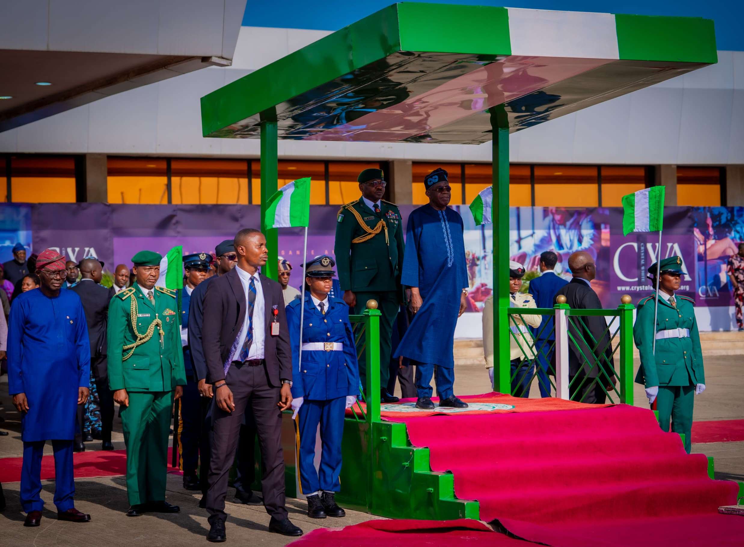 GOV. SANWO-OLU RECEIVES PRESIDENT BOLA TINUBU AT THE PRESIDENTIAL WING OF MMIA, IKEJA, LAGOS AHEAD OF EID EL-FITR CELEBRATION